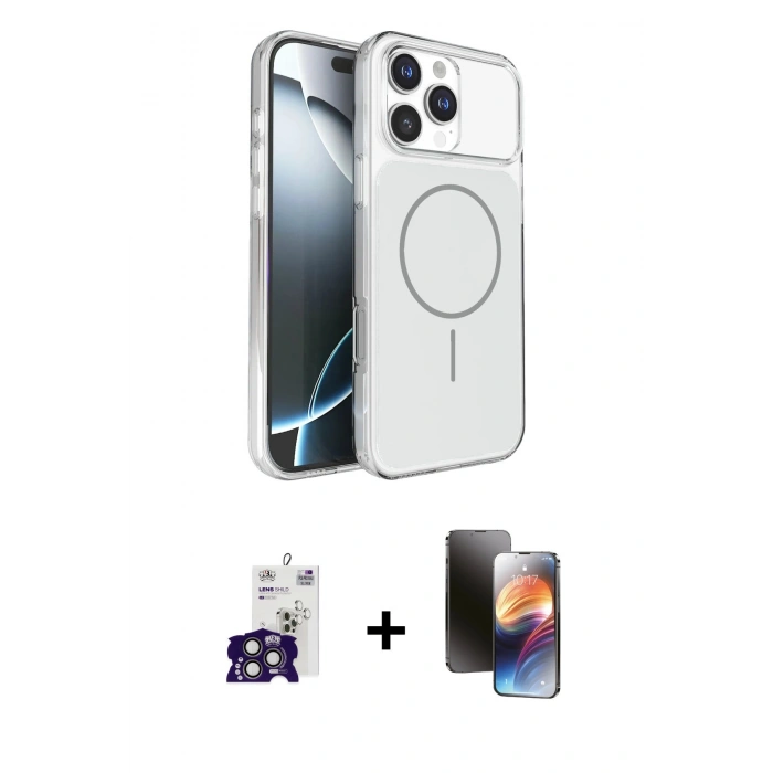 MARSİLYAN™- iPhone 16 Pro Max Kılıf Kutup Doku Serisi - Siyah 3D Antistatik Mat Seramik Nano Ekran Koruyucu + Bilvis Titan Kamera Lens - TMGI