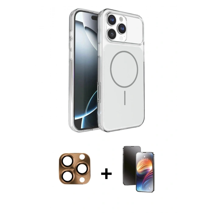 MARSİLYAN™- iPhone 16 Pro Max Kılıf Kutup Doku Serisi - Siyah 3D Antistatik Mat Seramik Nano Ekran Koruyucu + Pers Alüminyum Kamera Lens - CLTM