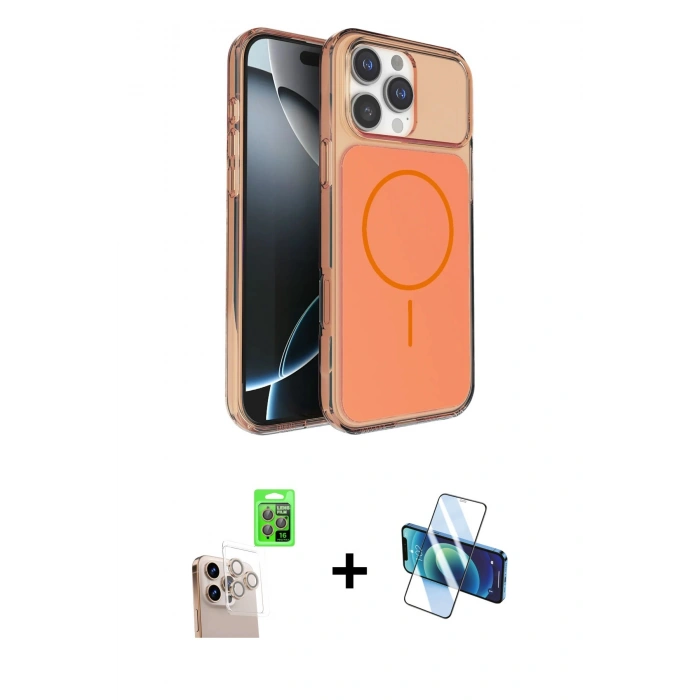 MARSİLYAN™- iPhone 16 Pro Max Kılıf Kutup Doku Serisi - Siyah 3D Antistatik Seramik Nano Ekran Koruyucu + Raze Metal Kamera Lens - NLGY