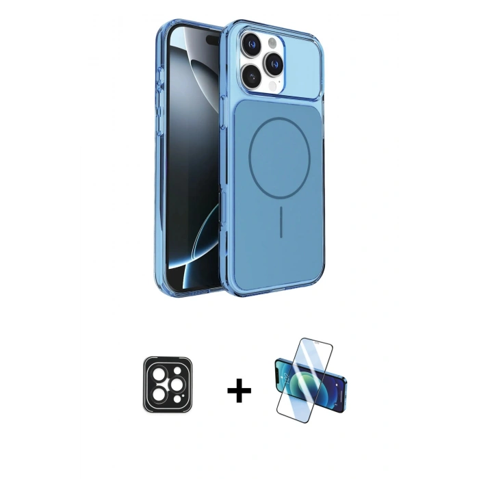 MARSİLYAN™- iPhone 16 Pro Max Kılıf Kutup Doku Serisi - Siyah 3D Antistatik Seramik Nano Ekran Koruyucu + Siyah PVD Metal Kamera Lens
