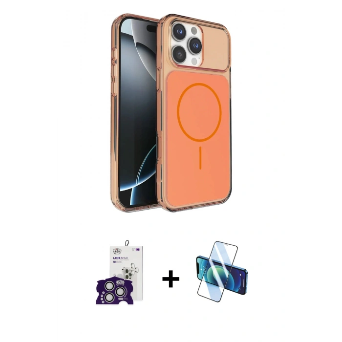 MARSİLYAN™- iPhone 16 Pro Max Kılıf Kutup Doku Serisi - Siyah 3D Antistatik Seramik Nano Ekran Koruyucu + Bilvis Titan Kamera Lens - GS