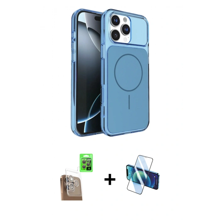 MARSİLYAN™- iPhone 16 Pro Max Kılıf Kutup Doku Serisi - Siyah 3D Antistatik Seramik Nano Ekran Koruyucu + Raze Metal Kamera Lens - CLTM