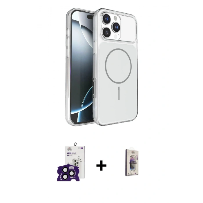 MARSİLYAN™- iPhone 16 Pro Max Kılıf Kutup Doku Serisi - Siyah Bilvis 3D Cam Ekran Koruyucu + Bilvis Titan Kamera Lens - SH