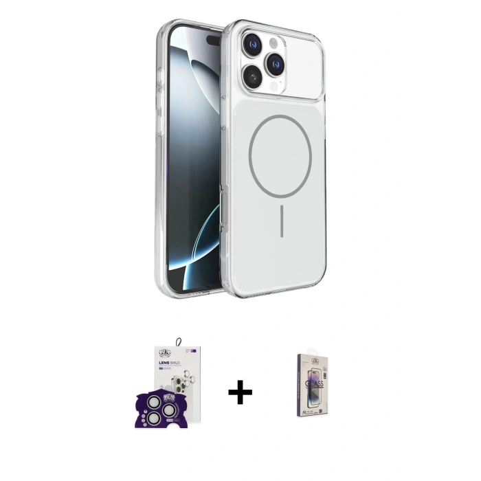MARSİLYAN™- iPhone 16 Pro Max Kılıf Kutup Doku Serisi - Siyah Bilvis 3D Cam Ekran Koruyucu + Bilvis Titan Kamera Lens - GS