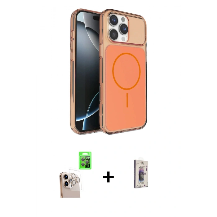 MARSİLYAN™- iPhone 16 Pro Max Kılıf Kutup Doku Serisi - Siyah Bilvis 3D Cam Ekran Koruyucu + Raze Metal Kamera Lens - NLGY