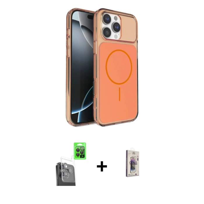 MARSİLYAN™- iPhone 16 Pro Max Kılıf Kutup Doku Serisi - Siyah Bilvis 3D Cam Ekran Koruyucu + Siyah Raze Metal Kamera Lens