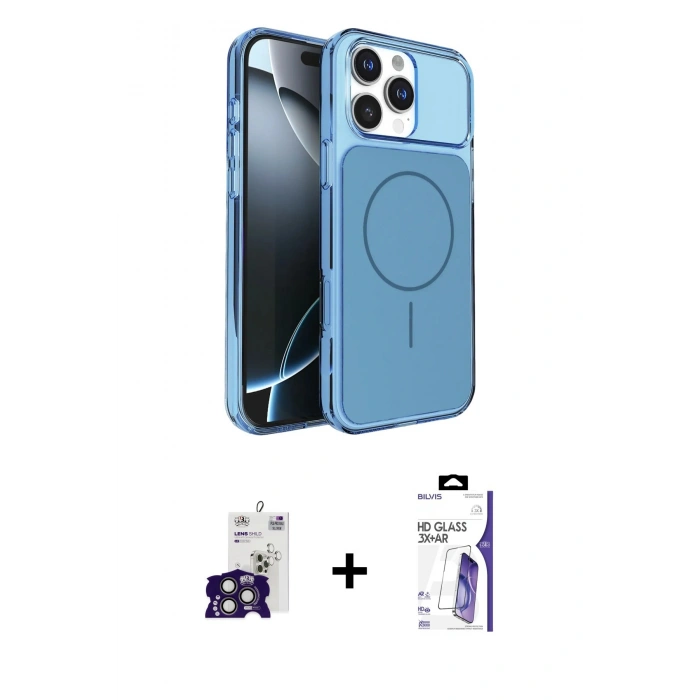 MARSİLYAN™- iPhone 16 Pro Max Kılıf Kutup Doku Serisi - Siyah Bilvis 3X AR HD Cam Ekran Koruyucu + Bilvis Titan Kamera Lens - TMGI