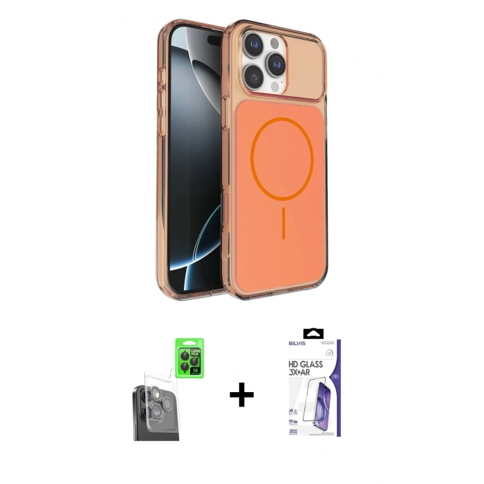 MARSİLYAN™- iPhone 16 Pro Max Kılıf Kutup Doku Serisi - Siyah Bilvis 3X AR HD Cam Ekran Koruyucu + Raze Metal Kamera Lens - SH