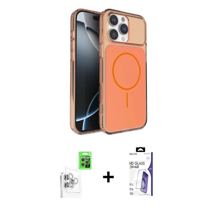 MARSİLYAN™- iPhone 16 Pro Max Kılıf Kutup Doku Serisi - Siyah Bilvis 3X AR HD Cam Ekran Koruyucu + Raze Metal Kamera Lens - BZ