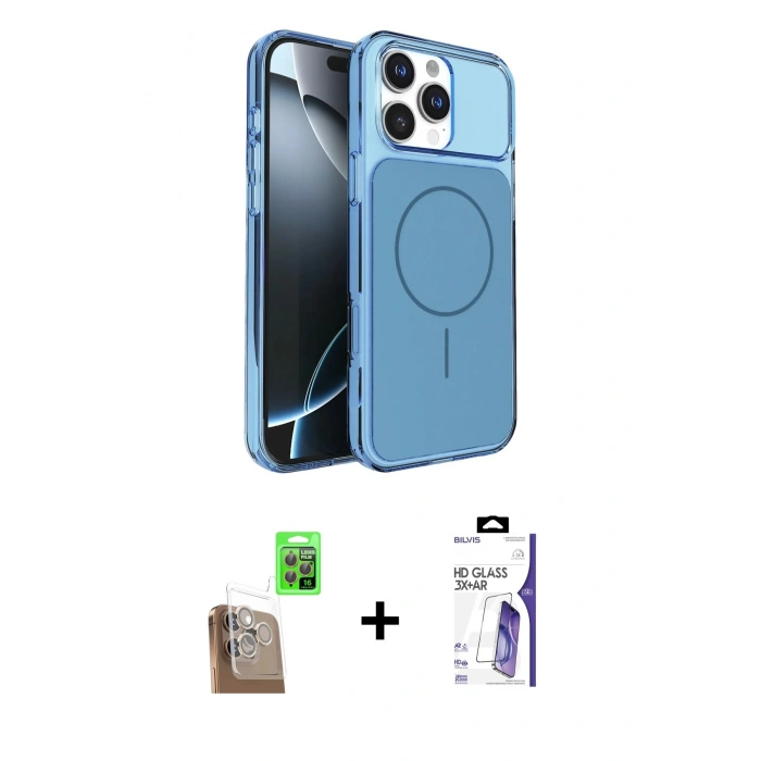MARSİLYAN™- iPhone 16 Pro Max Kılıf Kutup Doku Serisi - Siyah Bilvis 3X AR HD Cam Ekran Koruyucu + Raze Metal Kamera Lens - CLTM