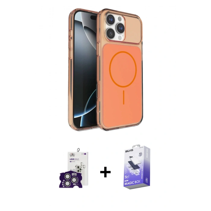 MARSİLYAN™- iPhone 16 Pro Max Kılıf Kutup Doku Serisi - Siyah Bilvis 5in1 5D Magic Hayalet Cam Ekran Koruyucu + Bilvis Titan Kamera Lens - GS