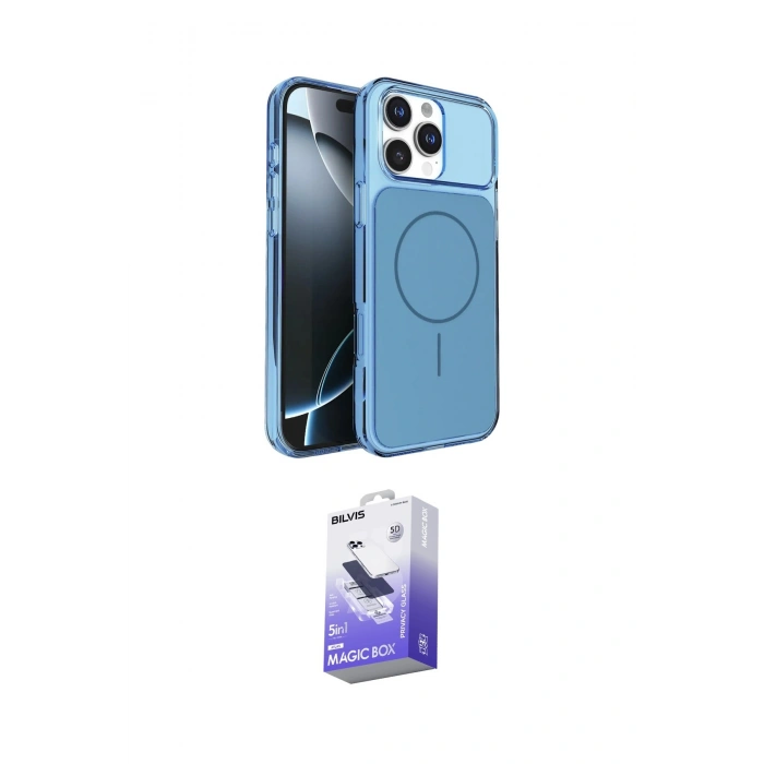 MARSİLYAN™- iPhone 16 Pro Max Kılıf Kutup Doku Serisi - Siyah Bilvis 5in1 5D Magic Hayalet Cam Ekran Koruyucu