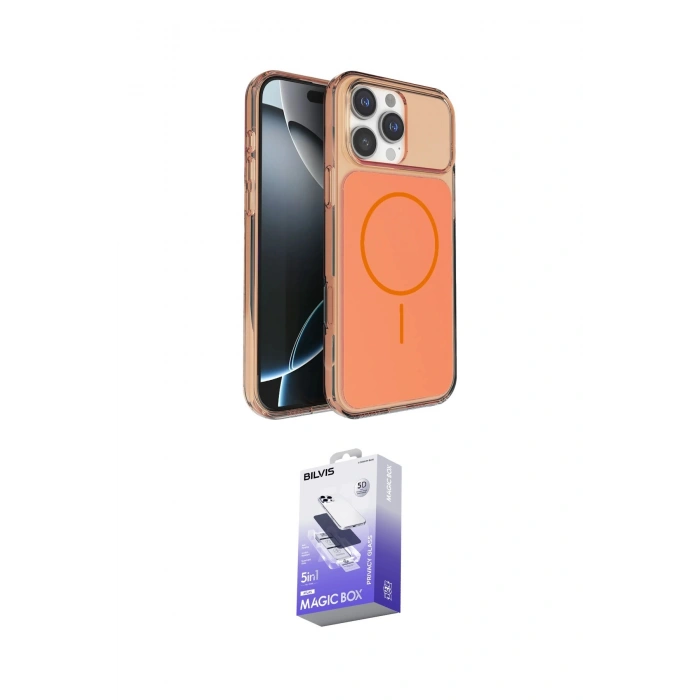 MARSİLYAN™- iPhone 16 Pro Max Kılıf Kutup Doku Serisi - Siyah Bilvis 5in1 5D Magic Hayalet Cam Ekran Koruyucu