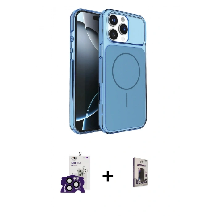 MARSİLYAN™- iPhone 16 Pro Max Kılıf Kutup Doku Serisi - Siyah Bilvis Hayalet Cam Ekran Koruyucu + Bilvis Titan Kamera Lens - SH