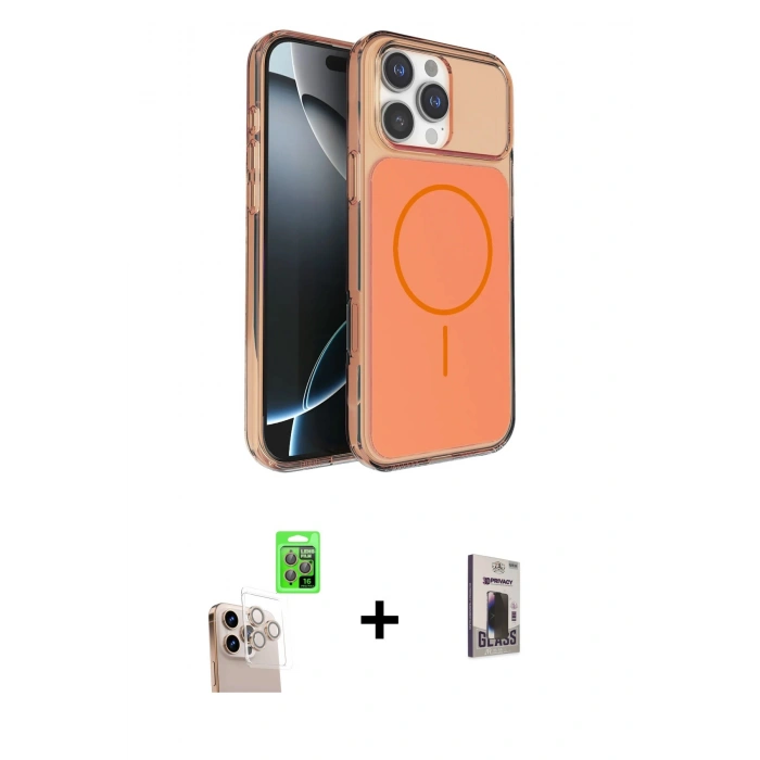 MARSİLYAN™- iPhone 16 Pro Max Kılıf Kutup Doku Serisi - Siyah Bilvis Hayalet Cam Ekran Koruyucu + Raze Metal Kamera Lens - NLGY