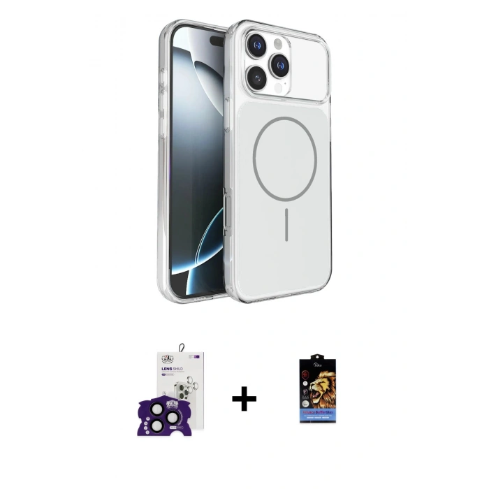 MARSİLYAN™- iPhone 16 Pro Max Kılıf Kutup Doku Serisi - Siyah Buffer Hayalet Cam Ekran Koruyucu + Bilvis Titan Kamera Lens - SH
