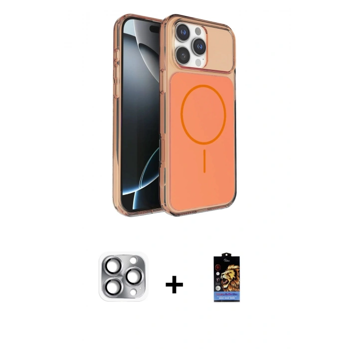 MARSİLYAN™- iPhone 16 Pro Max Kılıf Kutup Doku Serisi - Siyah Buffer Hayalet Cam Ekran Koruyucu + Gri Pers Alüminyum Kamera Lens
