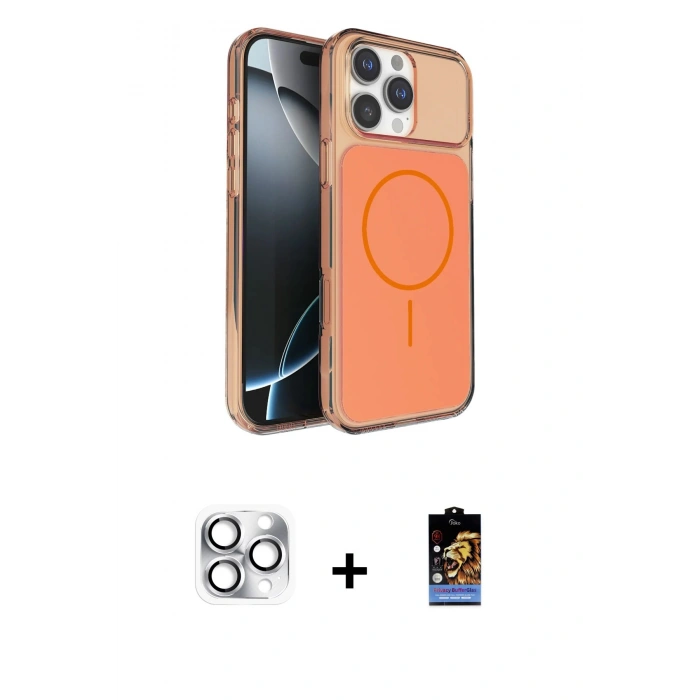 MARSİLYAN™- iPhone 16 Pro Max Kılıf Kutup Doku Serisi - Siyah Buffer Hayalet Cam Ekran Koruyucu + Pers Alüminyum Kamera Lens - GS