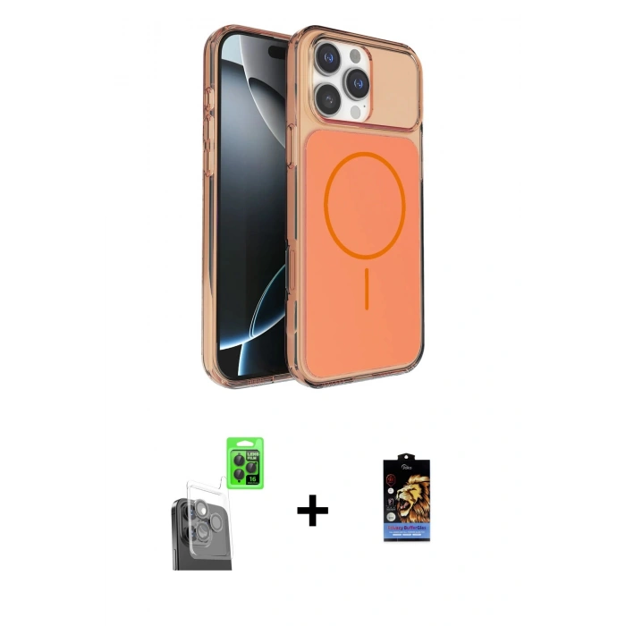 MARSİLYAN™- iPhone 16 Pro Max Kılıf Kutup Doku Serisi - Siyah Buffer Hayalet Cam Ekran Koruyucu + Raze Metal Kamera Lens - SH