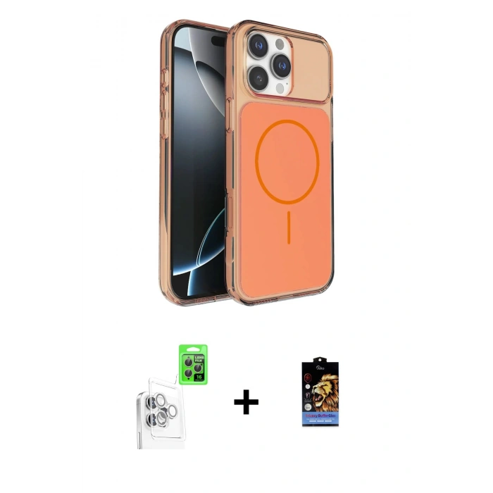 MARSİLYAN™- iPhone 16 Pro Max Kılıf Kutup Doku Serisi - Siyah Buffer Hayalet Cam Ekran Koruyucu + Raze Metal Kamera Lens - BZ