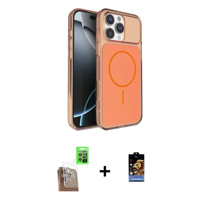 MARSİLYAN™- iPhone 16 Pro Max Kılıf Kutup Doku Serisi - Siyah Buffer Hayalet Cam Ekran Koruyucu + Raze Metal Kamera Lens - CLTM