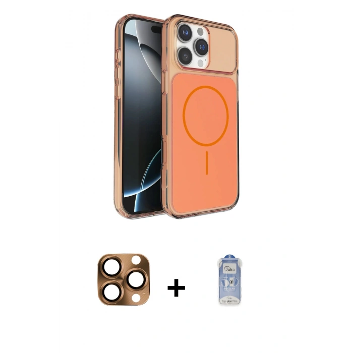 MARSİLYAN™- iPhone 16 Pro Max Kılıf Kutup Doku Serisi - Siyah Joko Magic 5D Cam + Pers Alüminyum Kamera Lens - CLTM