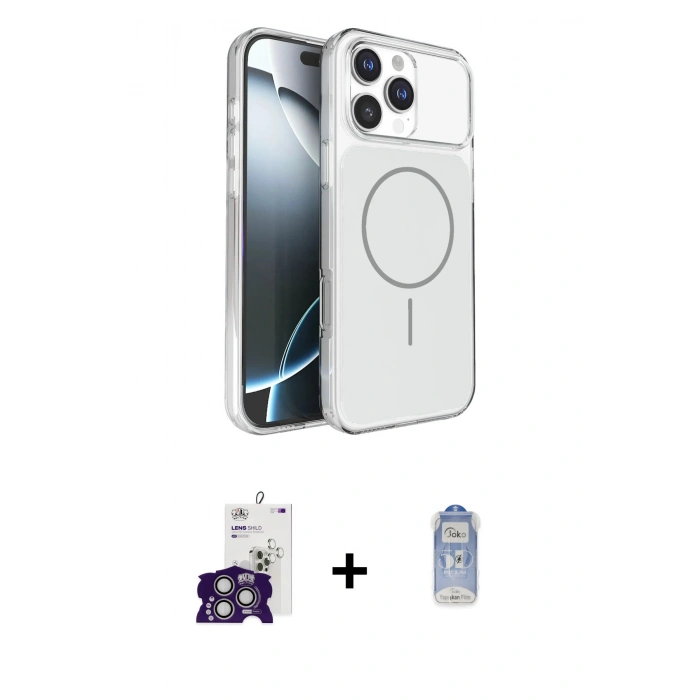 MARSİLYAN™- iPhone 16 Pro Max Kılıf Kutup Doku Serisi - Siyah Joko Magic 5D Cam + Bilvis Titan Kamera Lens - GS