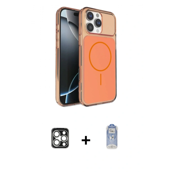 MARSİLYAN™- iPhone 16 Pro Max Kılıf Kutup Doku Serisi - Siyah Joko Magic 5D Cam + PVD Metal Kamera Lens - GS