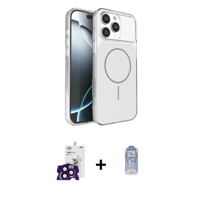 MARSİLYAN™- iPhone 16 Pro Max Kılıf Kutup Doku Serisi - Siyah Joko Magic 5D Cam + Bilvis Titan Kamera Lens - SH
