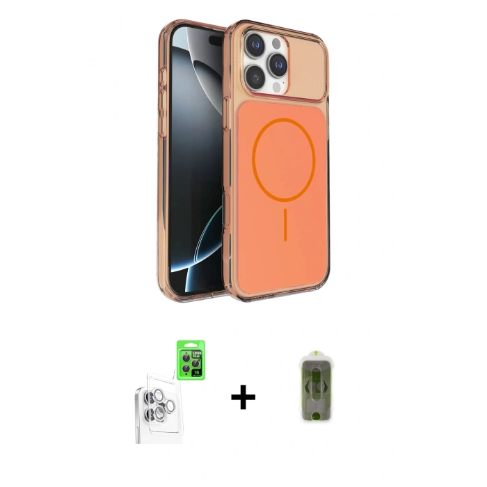 MARSİLYAN™- iPhone 16 Pro Max Kılıf Kutup Doku Serisi - Siyah Joko Magic 5D Hayalet Cam + Raze Metal Kamera Lens - BZ