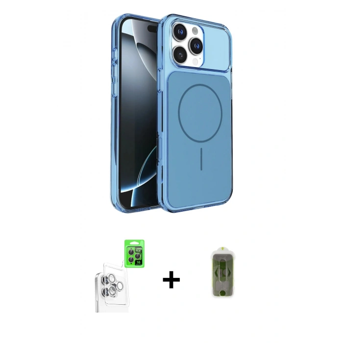 MARSİLYAN™- iPhone 16 Pro Max Kılıf Kutup Doku Serisi - Siyah Joko Magic 5D Hayalet Cam + Raze Metal Kamera Lens - BZ