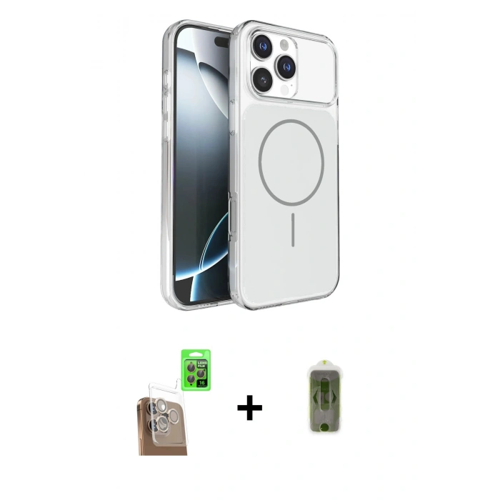 MARSİLYAN™- iPhone 16 Pro Max Kılıf Kutup Doku Serisi - Siyah Joko Magic 5D Hayalet Cam + Raze Metal Kamera Lens - CLTM