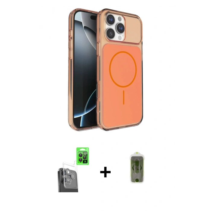 MARSİLYAN™- iPhone 16 Pro Max Kılıf Kutup Doku Serisi - Siyah Joko Magic 5D Hayalet Cam + Raze Metal Kamera Lens - SH