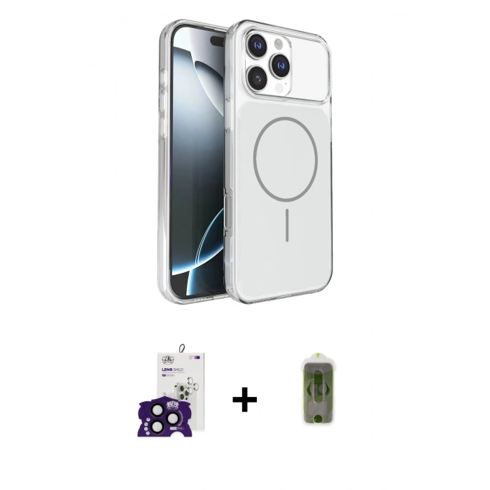 MARSİLYAN™- iPhone 16 Pro Max Kılıf Kutup Doku Serisi - Siyah Joko Magic 5D Hayalet Cam + Bilvis Titan Kamera Lens - SH