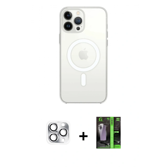 MARSİLYAN™- iPhone 16 Pro Max Kılıf Kutup Klasik Serisi - Şeffaf 360 Full Body Arka Koruyucu + Pers Alüminyum Kamera Lens - GS