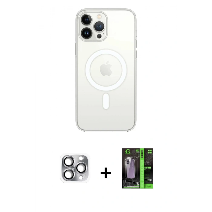 MARSİLYAN™- iPhone 16 Pro Max Kılıf Kutup Klasik Serisi - Şeffaf 360 Full Body Arka Koruyucu + Pers Alüminyum Kamera Lens - GI