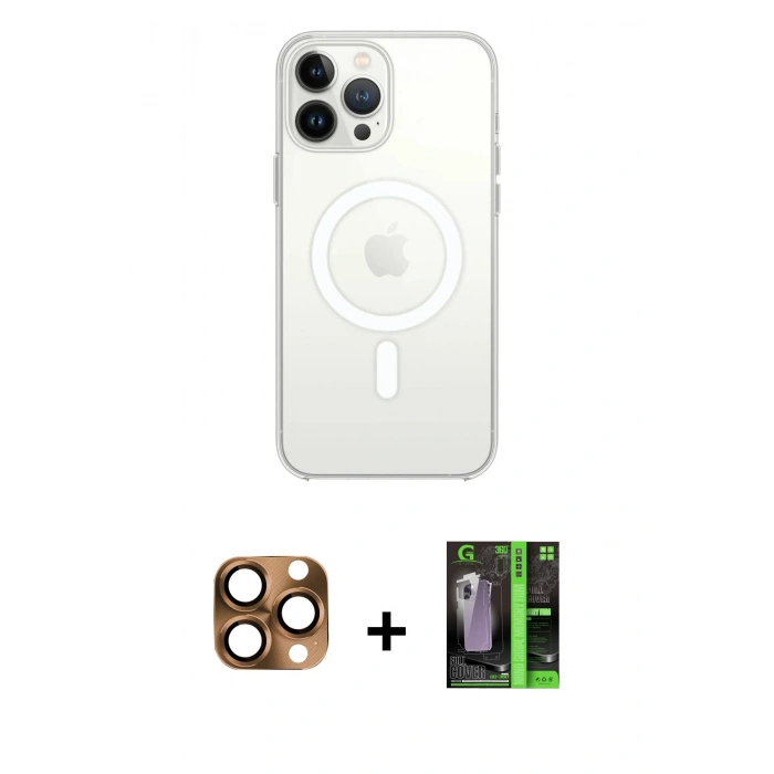 MARSİLYAN™- iPhone 16 Pro Max Kılıf Kutup Klasik Serisi - Şeffaf 360 Full Body Arka Koruyucu + Pers Alüminyum Kamera Lens - CLTM