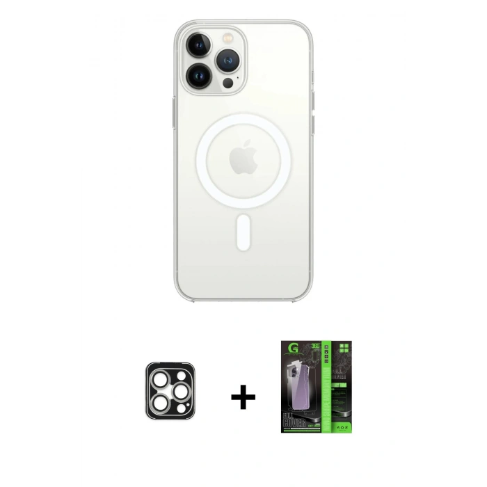 MARSİLYAN™- iPhone 16 Pro Max Kılıf Kutup Klasik Serisi - Şeffaf 360 Full Body Arka Koruyucu + PVD Metal Kamera Lens - GS
