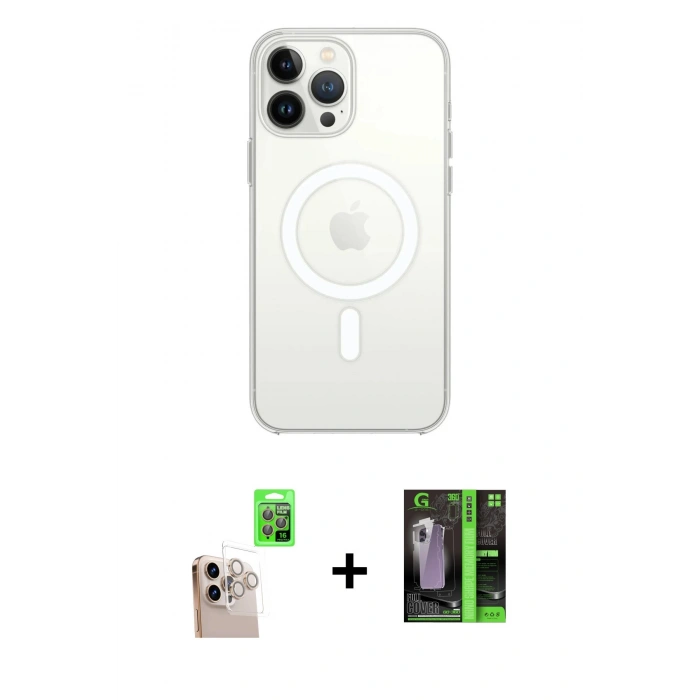 MARSİLYAN™- iPhone 16 Pro Max Kılıf Kutup Klasik Serisi - Şeffaf 360 Full Body Arka Koruyucu + Raze Metal Kamera Lens - NLGY