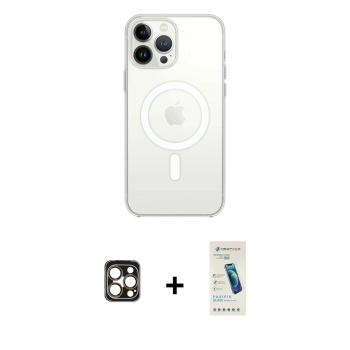 MARSİLYAN™- iPhone 16 Pro Max Kılıf Kutup Klasik Serisi - Şeffaf Pasifik Cam Ekran Koruyucu + PVD Metal Kamera Lens - GD