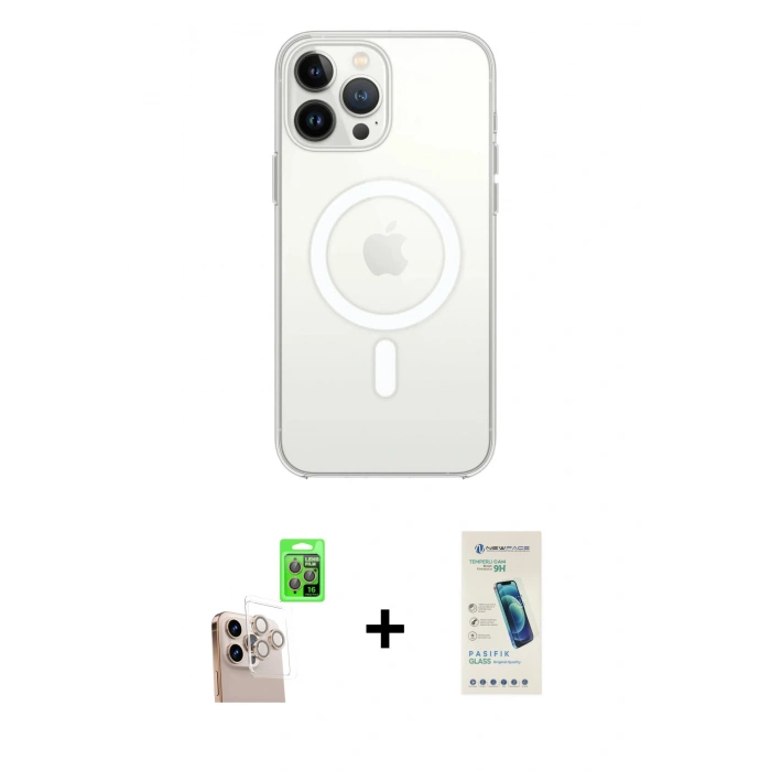 MARSİLYAN™- iPhone 16 Pro Max Kılıf Kutup Klasik Serisi - Şeffaf Pasifik Cam Ekran Koruyucu + Raze Metal Kamera Lens - NLGY
