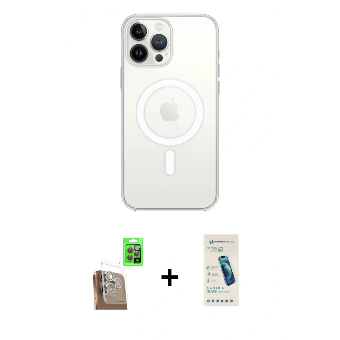 MARSİLYAN™- iPhone 16 Pro Max Kılıf Kutup Klasik Serisi - Şeffaf Pasifik Cam Ekran Koruyucu + Raze Metal Kamera Lens - CLTM