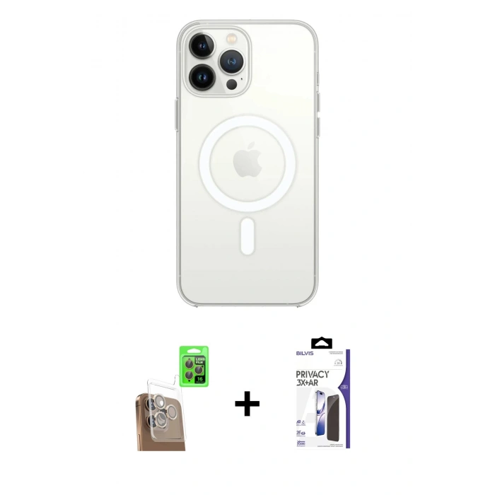 MARSİLYAN™- iPhone 16 Pro Max Kılıf Kutup Klasik Serisi - Siyah Bilvis 3X AR Hayalet Cam Ekran Koruyucu + Raze Metal Kamera Lens - CLTM