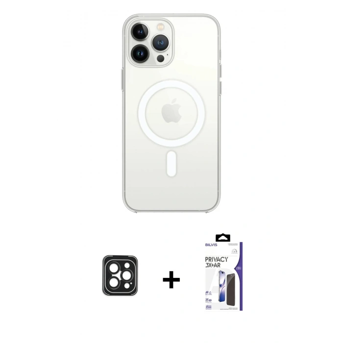 MARSİLYAN™- iPhone 16 Pro Max Kılıf Kutup Klasik Serisi - Siyah Bilvis 3X AR Hayalet Cam Ekran Koruyucu + PVD Metal Kamera Lens - SH