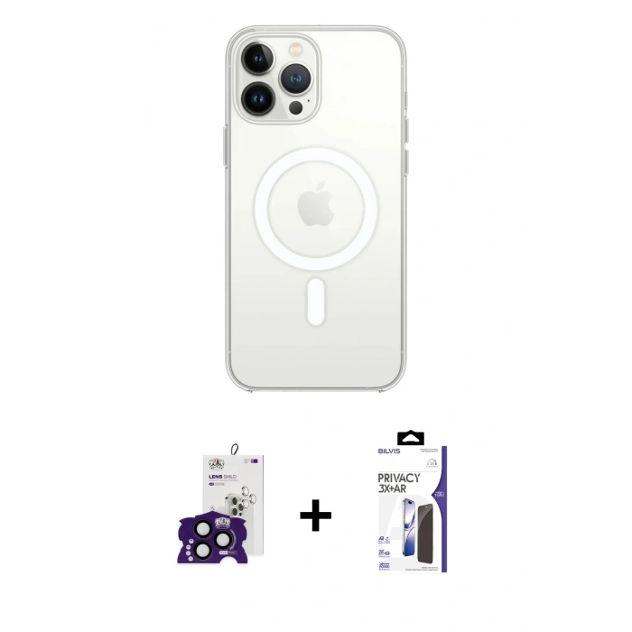 MARSİLYAN™- iPhone 16 Pro Max Kılıf Kutup Klasik Serisi - Siyah Bilvis 3X AR Hayalet Cam Ekran Koruyucu + Bilvis Titan Kamera Lens - SH