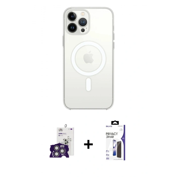 MARSİLYAN™- iPhone 16 Pro Max Kılıf Kutup Klasik Serisi - Siyah Bilvis 3X AR Hayalet Cam Ekran Koruyucu + Bilvis Titan Kamera Lens - GS