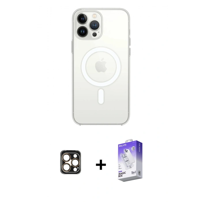 MARSİLYAN™- iPhone 16 Pro Max Kılıf Kutup Klasik Serisi - Siyah Bilvis 5in1 3D Magic Cam Ekran Koruyucu + PVD Metal Kamera Lens - GD