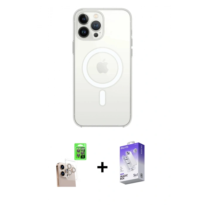 MARSİLYAN™- iPhone 16 Pro Max Kılıf Kutup Klasik Serisi - Siyah Bilvis 5in1 3D Magic Cam Ekran Koruyucu + Raze Metal Kamera Lens - NLGY