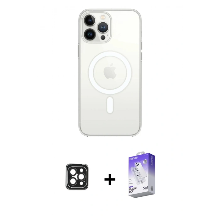 MARSİLYAN™- iPhone 16 Pro Max Kılıf Kutup Klasik Serisi - Siyah Bilvis 5in1 3D Magic Cam Ekran Koruyucu + PVD Metal Kamera Lens - SH