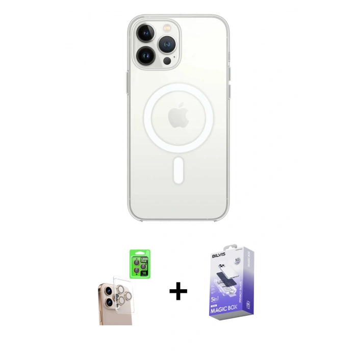 MARSİLYAN™- iPhone 16 Pro Max Kılıf Kutup Klasik Serisi - Siyah Bilvis 5in1 5D Magic Hayalet Cam Ekran Koruyucu + Raze Metal Kamera Lens - NLGY